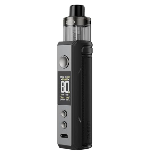 Original VOO-POO Drag X2 Kit 80W DTL Vape fit with 5ML PnP X Pod Cartridge PnP X Coil Electronic Cigarette Vaporizer No Nicotine No Liquid No Battery (Gris Metal)