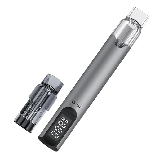 Q-pod cigarrillo electrónico recargable para vaper, kit vaper sin líquido, 400mAh, 2ml, plateado fino, rellenable fácilmente, portátil, elegante, ideal con o sin nicotina, uso diario
