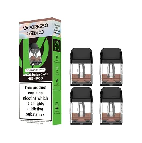 Vaporesso XROS Pods 0.4 Ohms 3ml 4pcs - Corex 2.0 - Cartucho depósito recargable desechable y resistencia para Vaporesso XROS PRO - XROS 4 - XROS 4 MINI - Sin Nicotina