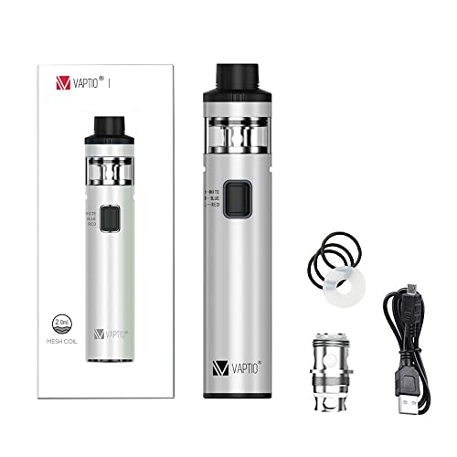 Vaptio SOLO2 Vape kit de inicio con 3000mAh Batería 2,0ml Atomizador Bobina de Malla Vaporizador de Cigarrillo Electrónico No E Liquid No Nicotine (Blanco)