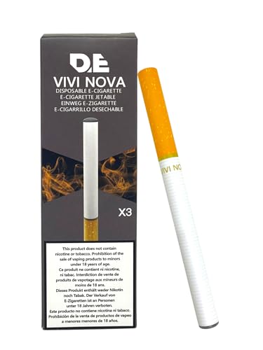 VIVI NOVA- desechable E-cigarrillo (3 unidades por paquete) al gusto del tabaco 500 inhalaciones cada una con batería de 280mAh ((sin nicotina y sin tabaco)