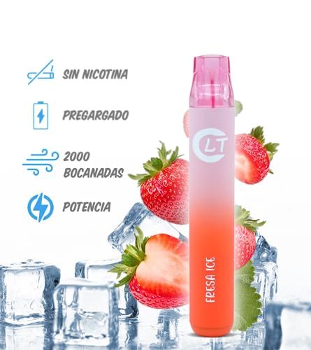 LT Vaper sin nincotina desechable de sabores en pack de 5 unidades (Menta/Fresa kiwi/Fresa Ice/Tropical Ice/Sandia) 2000 caladas de puro sabor, disfruta de la mejor experiencia de vapeo con LT