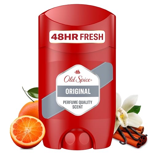 Old Spice Desodorante en barra original para hombre, 50 ml, frescura 48H, fragancia duradera en calidad de perfume, 0% sales de aluminio, sin manchas en blanco y negro, fabricado con un 50% de
