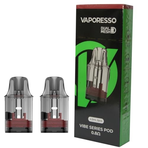 Vaporesso Vibe Pod Cartridge 4.5ml 0.8/1.0ohm Dual Mesh Side filling For E Cig Vibe/Vibe Nano Pro/Vibe Se/Vibe Nano Kit Vape 2 pcs No Nicotine No Liquid (VIBE SERIES 0.8Ω DUAL MESH POD)