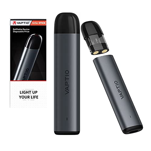 VAPTIO Airgo Stick Kit Cigarrillo Electrónico 350mAh Batería Starter Kit Vaina de cartucho de 1,5 ml Atomizador de 11W Vape Pen,sin líquido ni nicotina (negro)