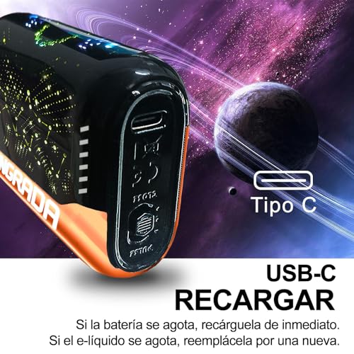 Vaper Sin Nicotina Recargable 20000 puf Cigarrillo Electrónico Pod Kit de inicio, Vape Pen Recargable Vaporizador de Tipo C, Pantalla de Visualización LED, Sin LÃquido Sin Nicotina 2