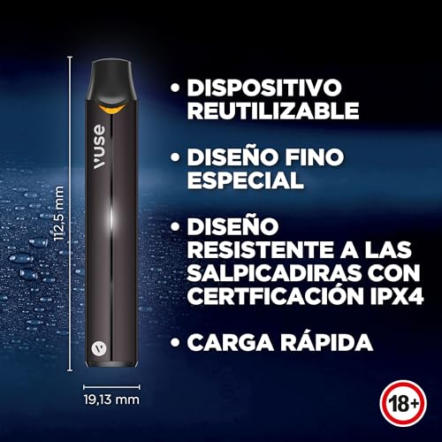 VUSE Pro Solo Vaper recargable Sin Nicotina, Recargas desechables no incluidas, cigarrillo electrónico reutilizable compatible con recargas de ePod2, vapeador Negro