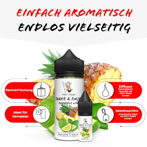 POPY TRADE - Shake & Enjoy - Blueberry - Overdosed Aroma 10 ml en frasco Chubby Gorilla de 120 ml, mezcla fácil. Para nebulizadores, máquinas de niebla, difusores, ali (Pineapple Lime)