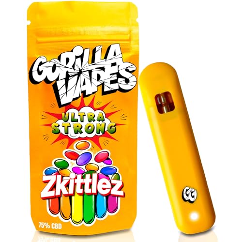 Gorilla Grillz® Vaper CBD Sin Nicotina Recargable, Cigarrillo Electrónico, Pod Kit, Vaporizer 350mAh, Vape Recargable Kit E Cigarette, Vaporizador Sin Líquido (Sabor Skittlez)