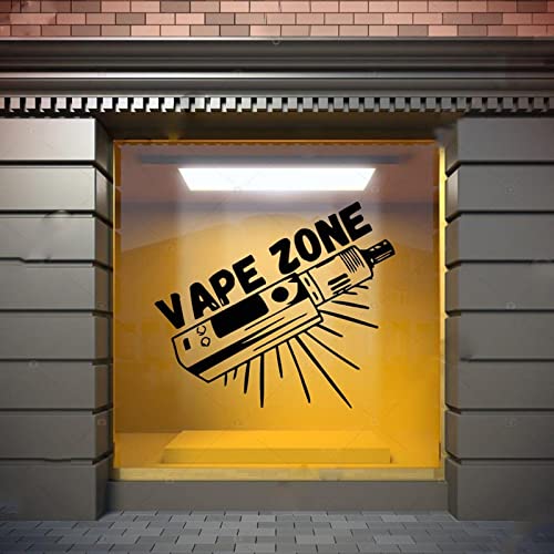 MINGYUANS Vape Zone - Vape Shop - Adhesivo de pared extraíble negro para decoración de ventanas de tienda de cigarrillos electrónicos, creando un ambiente moderno, 57 x 52 cm