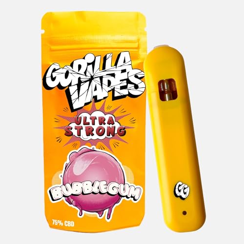Gorilla Grillz® Vaper CBD Sin Nicotina Recargable, Cigarrillo Electrónico, Pod Kit, Vaporizer 350mAh, Vape Recargable Kit E Cigarette, Vaporizador Sin Líquido (Sabor Blubbegum)