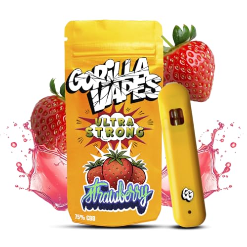 Gorilla Grillz® Vaper CBD Sin Nicotina Recargable, Cigarrillo Electrónico, Pod Kit, Vaporizer 350mAh, Vape Recargable Kit E Cigarette, Vaporizador Sin Líquido (Sabor Strawberry)