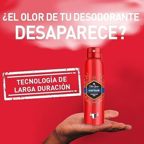 Old Spice Captain Desodorante Corporal En Spray Para Hombre, 48 Horas Fresco, 0% Sales De Aluminio, Antimanchas Blancas Y Amarillentas, 4x150 ml (el embalaje puede variar)