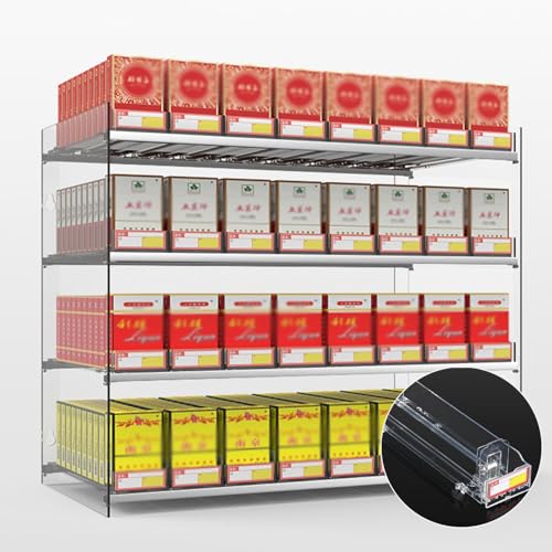 Soporte de exhibición de cigarrillos acrílico transparente con empujadores automáticos montaje en pared/encimera estante de exhibición para tiendas de conveniencia tiendas de vape claramente