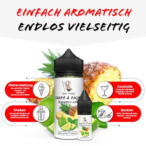 POPY TRADE - Shake & Enjoy - Blueberry - Overdosed Aroma 10 ml en frasco Chubby Gorilla de 120 ml, mezcla fácil. Para nebulizadores, máquinas de niebla, difusores, ali (Pineapple Lime)