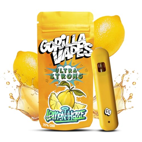 Gorilla Grillz® Vaper CBD Sin Nicotina Recargable, Cigarrillo Electrónico, Pod Kit, Vaporizer 350mAh, Vape Recargable Kit E Cigarette, Vaporizador Sin Líquido (Sabor Limón)
