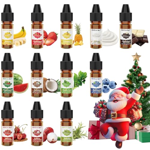 Aromas Alimentarios - 12 Aroma Flavour Drops, Aroma Natural Líquido, Saborizante Concentrado Para Caramelos, Aceite Saborizante Para Hornear, Jabón, Bebidas, Soluble en Agua y Aceite