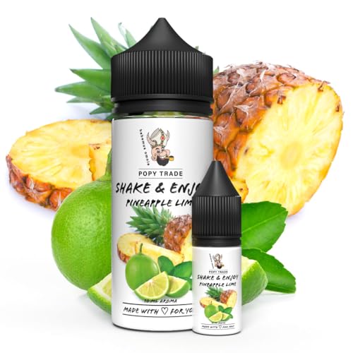 POPY TRADE - Shake & Enjoy - Blueberry - Overdosed Aroma 10 ml en frasco Chubby Gorilla de 120 ml, mezcla fácil. Para nebulizadores, máquinas de niebla, difusores, ali (Pineapple Lime)